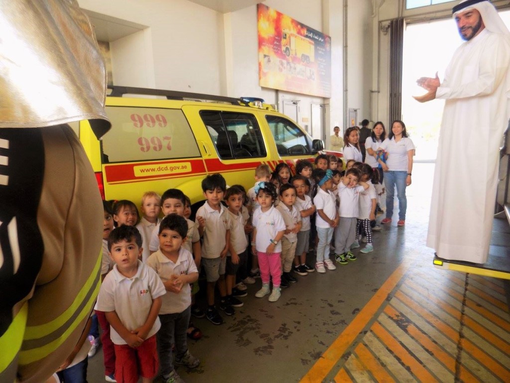 fire station visit at the nursery iin jlt